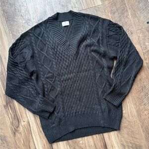 American Tall Cozy Black Cable Knit Sweater